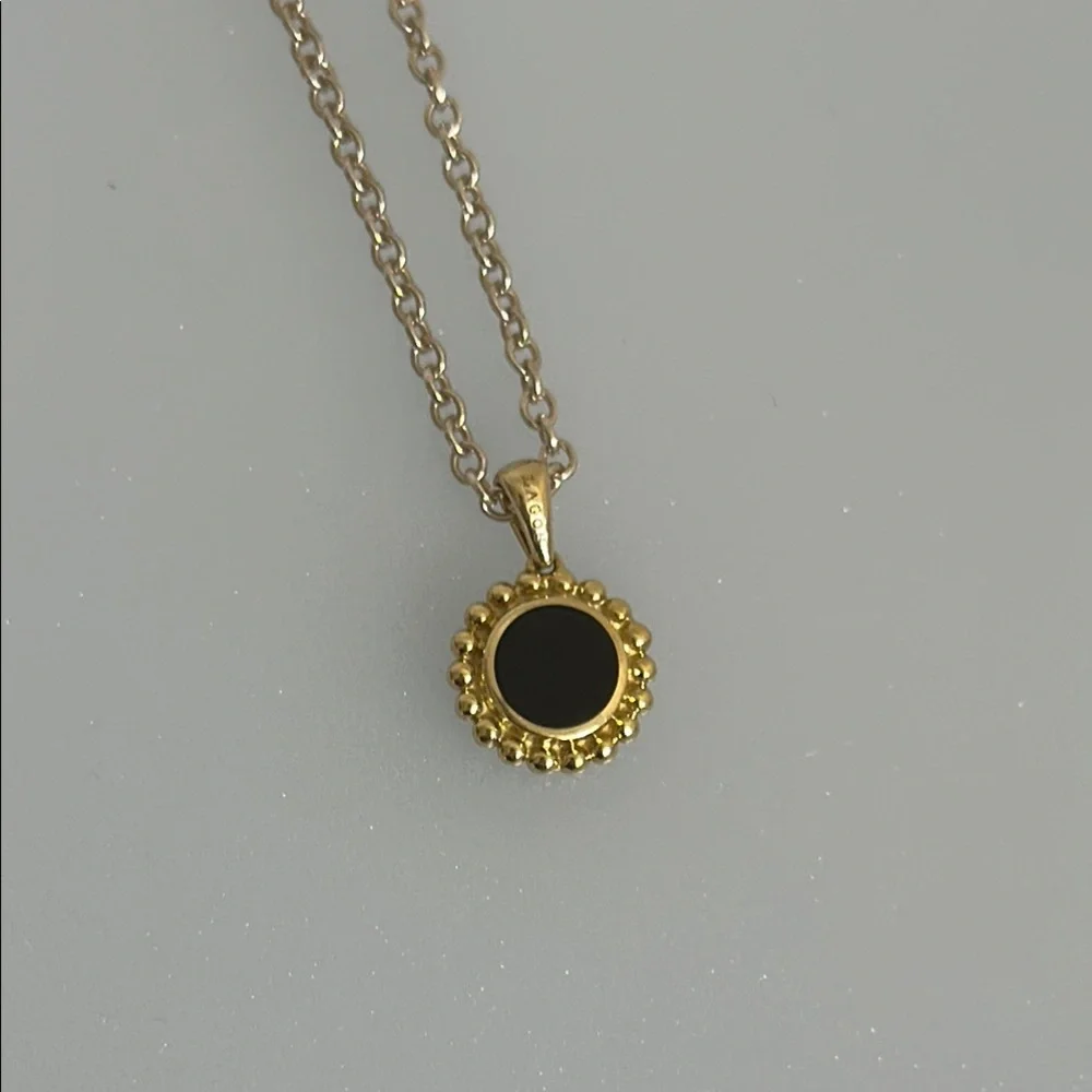 Lagos 18k real solid Gold and Silver Onix Necklace